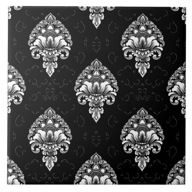 Awesome forever classic Victorian black and white  Ceramic Tile (Front)