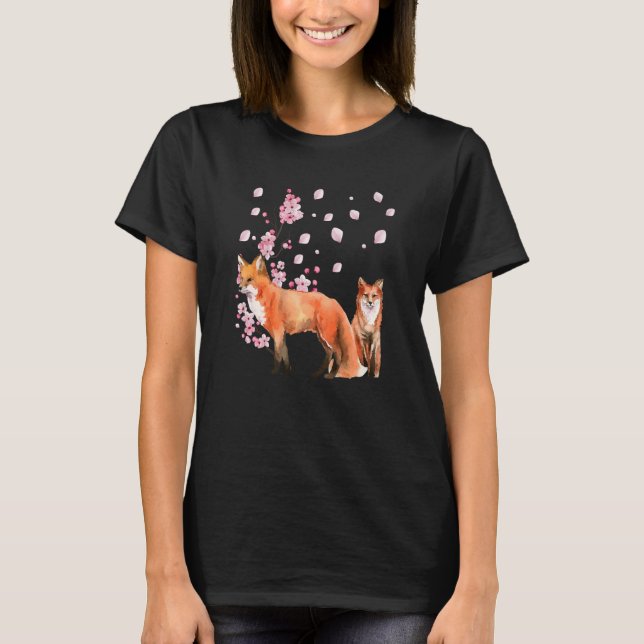 Awesome Foxes Lovers Shirt Japanese Cherry Flower  (Front)