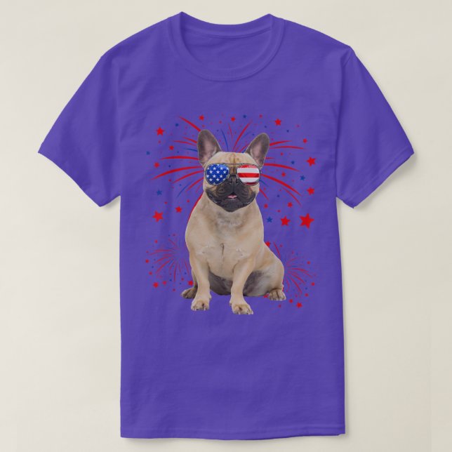 Awesome French Bulldog Dog American Flag 4th Of Ju T-Shirt (Design Front)