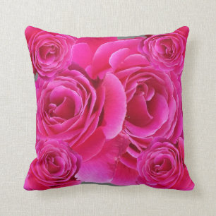 AWESOME FUCHSIA PINK ROSES PATTERN CUSHION