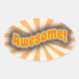 Awesome Fun Wild  Slogan Art Logo Oval Sticker