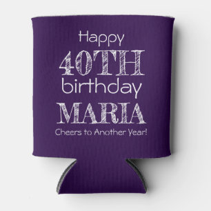 Awesome Funny Happy 40th Birthday Dark Purple Can Cooler
