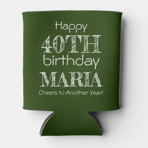 Awesome Funny Happy 40th Birthday Forest Green Can Cooler