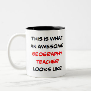 awesome geography teacher Two-Tone coffee mug