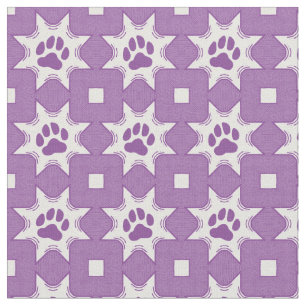 Awesome Geometric Purple Paw Print Fabric