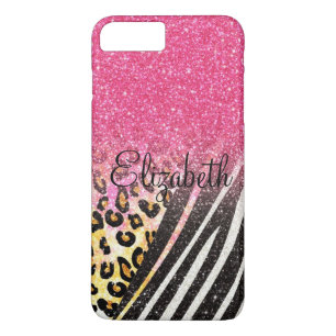 Awesome girly trendy leopard print, zebra stripes iPhone 8 plus/7 plus case