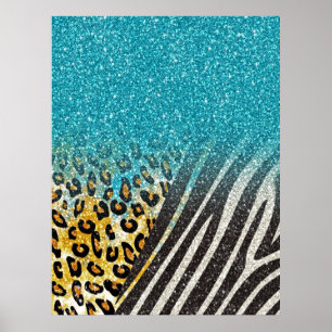 Awesome girly trendy leopard print, zebra stripes poster