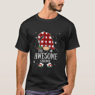 Awesome Gnome Buffalo Plaid Matching Family Christ T-Shirt