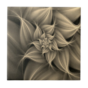Awesome Gold Flower Fractal Ceramic Tile