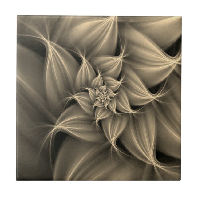 Awesome Gold Flower Fractal  Ceramic Tile (Front)
