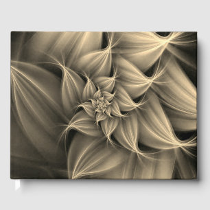 Awesome Gold Flower Fractal Information Spine Guest Book