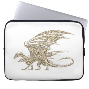 Awesome Golden Mosaic Dragon Laptop Sleeve