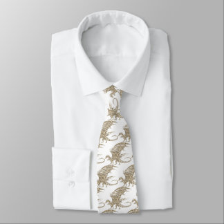 Awesome Golden Mosaic Dragon Tie