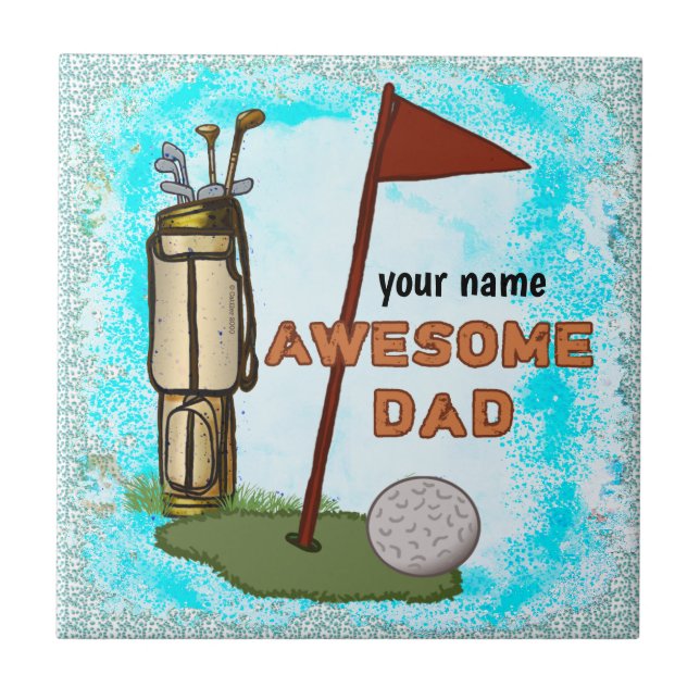 Awesome Golf Dad   Ceramic Tile (Front)