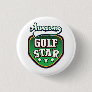 Awesome Golf Star  3 Cm Round Badge