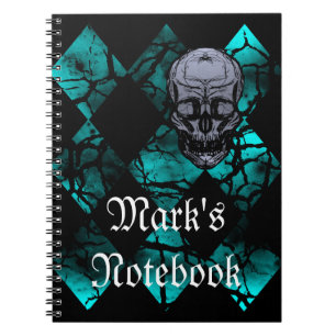 Awesome Gothic Skull and Diamond Pattern Notebook