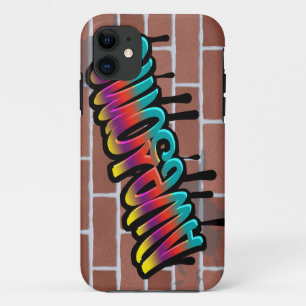 AWESOME graffiti art on brick wall iPhone 11 Case