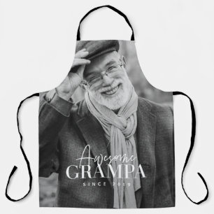 Awesome Grampa Since 20XX Simple Elegant Photo Apron