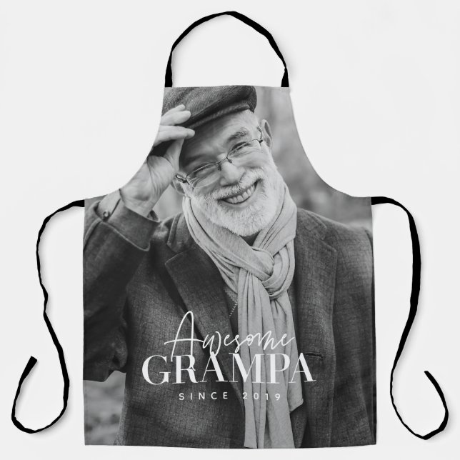 Awesome Grampa Since 20XX Simple Elegant Photo Apron (Front)