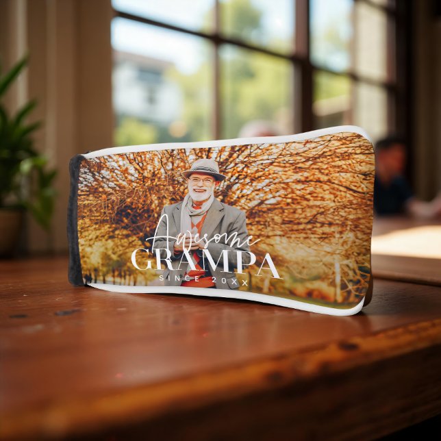 Awesome Grampa Since 20XX Simple Elegant Photo Golf Head Cover (Creator Uploaded)