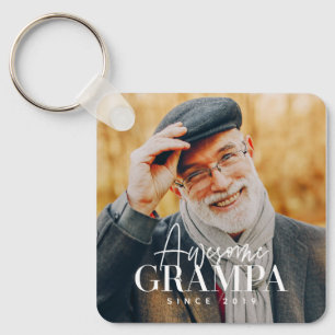 Awesome Grampa Since 20XX Simple Elegant Photo Key Ring