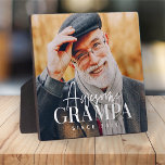 Awesome Grampa Since 20XX Simple Elegant Photo Plaque<br><div class="desc">This simple and modern design is composed of serif and cursive typography and add a custom photo</div>