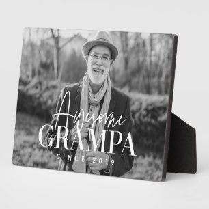 Awesome Grampa Since 20XX Simple Elegant Photo Plaque