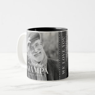 Awesome Grampa Since 20XX Simple Elegant Photo Two-Tone Coffee Mug