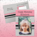 Awesome Granddaughter add photo grey birthday Card<br><div class="desc">For an awesome Granddaughter birthday greeting card.
This card is sure to put a smile on her face and make her feel special.
just add your personalised message inside and replace the photo with your own.
Colour scheme is pink and grey.</div>