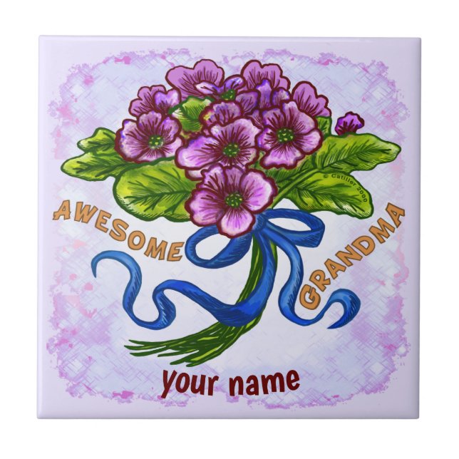 Awesome Grandma  Ceramic Tile (Front)
