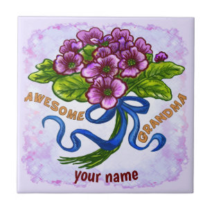 Awesome Grandma custom name Ceramic Tile
