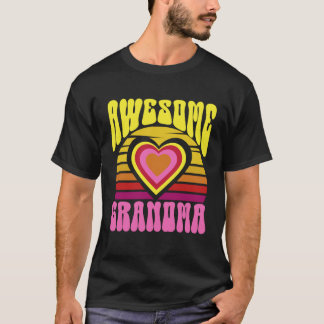 Awesome Grandma Cute Sunset Hearts Mother s Day Re T-Shirt