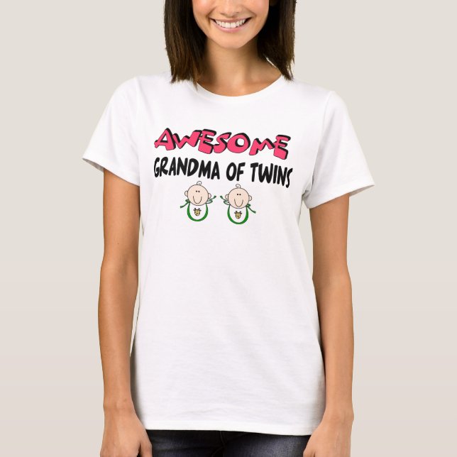 AWESOME GRANDMA of TWINS T-Shirt (Front)
