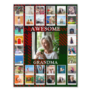 Awesome Grandma Photo Black Red Tartan 8.5 x 11.5 Print