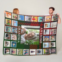 Awesome Grandma Photo Collage Black Red Tartan