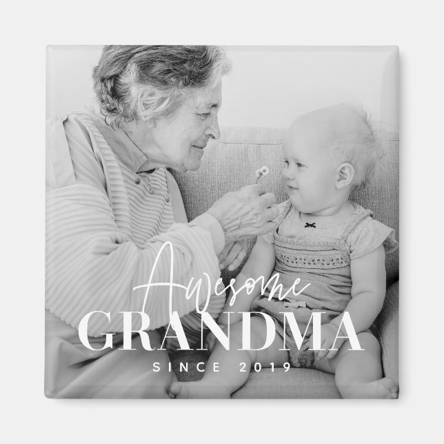 Awesome Grandma Since 20XX Simple Elegant Photo Magnet (Front)