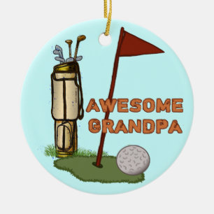 Awesome Grandpa Golf Ceramic Tree Decoration