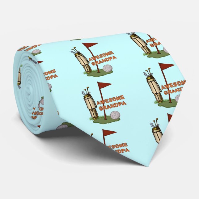 Awesome Grandpa Golf mens tie (Rolled)