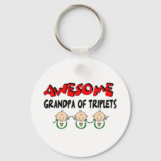 AWESOME GRANDPA of TRIPLETS Key Ring (Front)