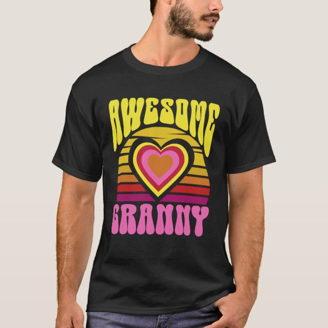 Awesome Granny Cute Sunset Hearts Mother s Day Ret T-Shirt (Front)