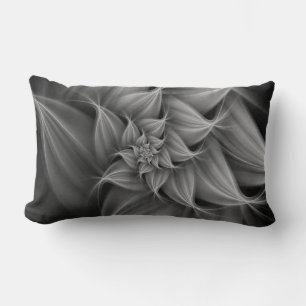 Awesome Gray Flower Fractal  Lumbar Cushion