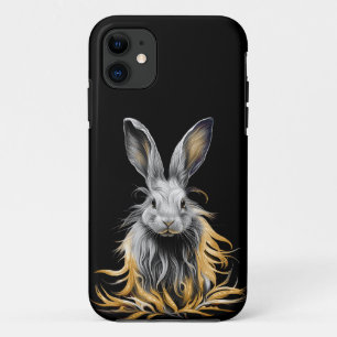 Awesome Gray Rabbit on Fire  iPhone 11 Case