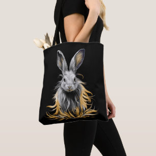 Awesome Gray Rabbit on Fire  Tote Bag
