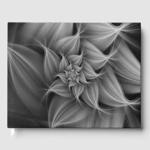 Awesome Grey Flower Fractal Information Spine Guest Book