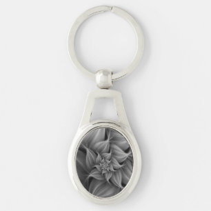 Awesome Grey Flower Fractal  Key Ring