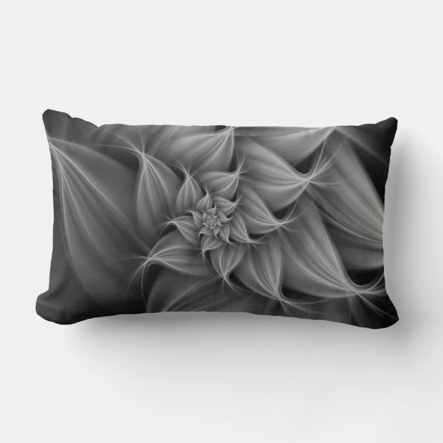 Awesome Grey Flower Fractal  Lumbar Cushion (Front)