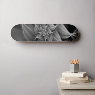 Awesome Grey Flower Fractal  Skateboard