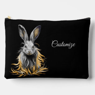 Awesome Grey Rabbit on Fire  Accessory Pouch