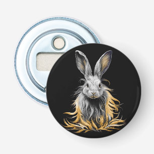Awesome Grey Rabbit on Fire Bottle Opener