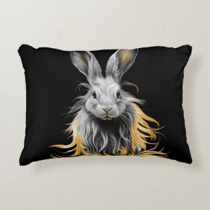 Awesome Grey Rabbit on Fire Decorative Cushion
